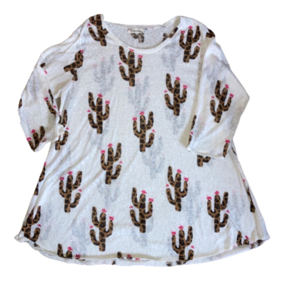 Woman’s large boutique leopard cactus burn out tunic western trendy stylish